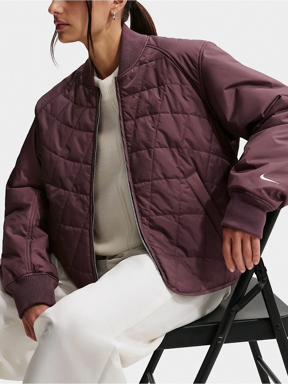 NWT $155 Nike Sportswear Women's Loose Quilted Jacket Plum Large IF0342-502